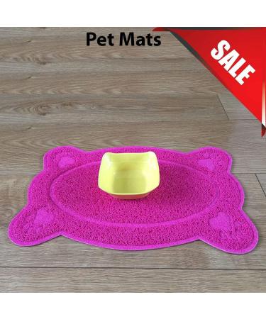 OPUL Bone Style PVC Placemat Waterproof Dog Cat Food Mat Non Slip Dog Puppy Pet Cat Dish Bowl Food Water Mat Wipe Clean FDA Grade (PINK) - Buy Online on GoSupps.com