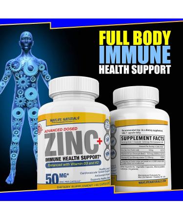 Zinc Picolinate 50mg with Vitamin K2 MK-7 + D3 5000 IU | Non-GMO, Easy-to-Swallow Zinc Supplement - Buy Online on GoSupps.com