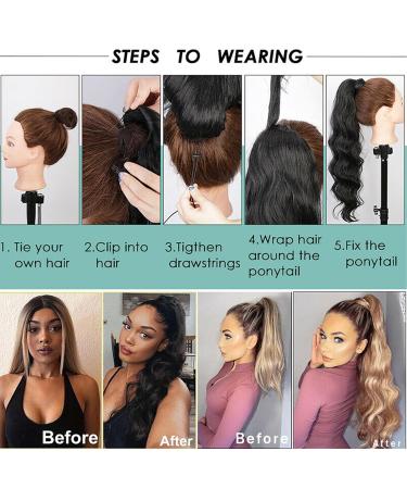 60cm Ash Blonde Ponytail Hair Clip Extension - Natural Wavy Long Hair Piece for Instant Glam - Buy Online on GoSupps.com