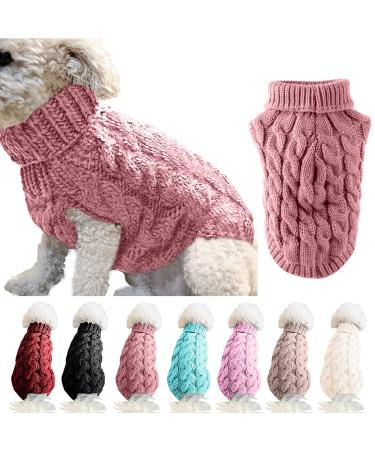 Famkit Pet Dog roll collar sweater with turtleneck sweater Pet Dog Clothing Outwear Fashion Warm Pullover Knitwear (please select a larger size according to the size table) XL (Fit for 11-13.2lb) Hell-Pink - Buy Online on GoSupps.com