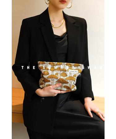 Floral Cosmetic Bag | Large Makeup Pouch for Travel and Daily Use - Mushroom Yellow - Buy Online on GoSupps.com