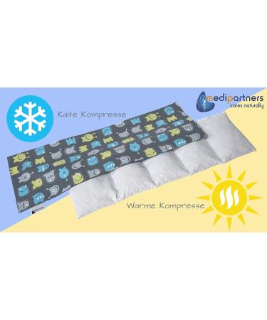 Medi Partners Kirschkernkissen 60x20cm - Eco-Friendly 100% Cotton Heat & Cold Therapy Pillow | 5 Chambers Grain Pillow for Pain Relief | Removable Cover - Buy Online on GoSupps.com