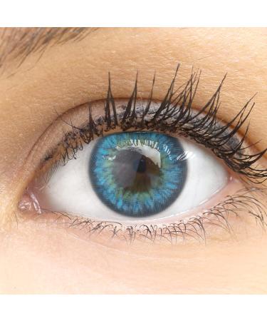 Glamlens blue colored contact lenses Fresh Blue Blue very strongly covering silicone comfort novelism + container - 1 pair (2 pieces) - Dia 14.50 - Without strength 0.00 diopters - Buy Online on GoSupps.com