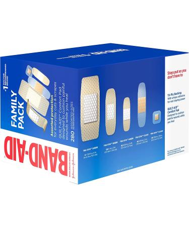 Band-Aid Family Variety Pack - 280 ct, Sheer & Clear Flexible Sterile Bandages with Breathable Technology - Buy Online on GoSupps.com
