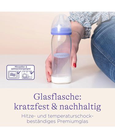 Lansinoh Glass Baby Bottle with NaturalWave Teat Size M - 240 ml | Durable Safe & BPA-Free - Best for Baby Feeding - Buy Online on GoSupps.com