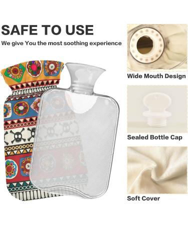 Naanle Hot Water Bottle - Ethnic Strip Skull Design | 1L Heat & Cold Therapy for Pain Relief | Transparent Bed & Palm Warmer - Buy Online on GoSupps.com