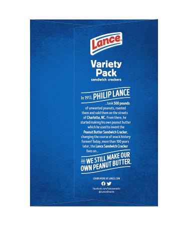 Lance Sandwich Crackers Variety Pack - 20 Individually Wrapped Packs, 6 Sandwiches Each (3 Flavors) - Buy Online on GoSupps.com