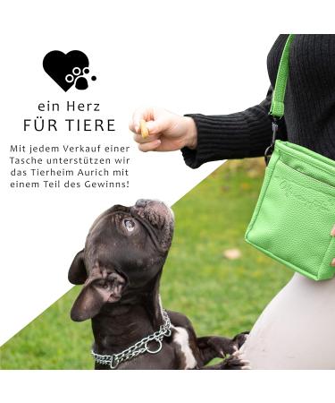 Ostfriesenpfoten Frieda Dog Treat Bag - High-Quality Synthetic Leather Green Size M - Easy Open Lock for Walks - Premium Gassitasche for Dogs - Buy Online on GoSupps.com