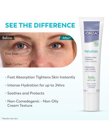 Rehydrate Organic Eye Contour Cream - Soothing Hydration Hyaluronic Acid Dark Circles Sensitive Skin - 0.5 Fl Oz - Buy Online on GoSupps.com