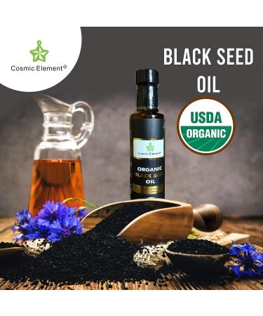 USDA Organic Black Seed Oil 8.4 Fl Oz - Cold Pressed 100% Virgin Oil - Glass Bottle - Omega 3 6 9 - Nigella Sativa Black Cumin - Antioxidant for Immune Support, Joints, Digestion, Hair & Skin - Buy Online on GoSupps.com