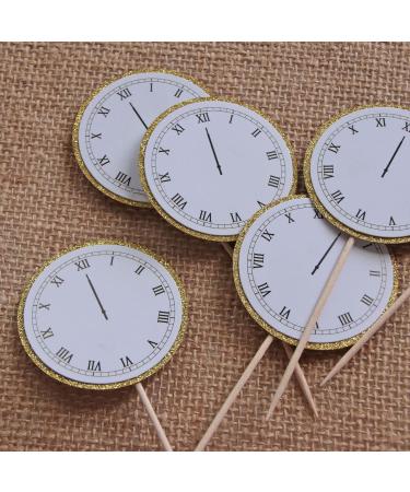 OZCZKZZ Clock Cupcake Toppers New Year's Eve Midnight Clock Cupcake Toppers New Years Party Decorations (12) - Buy Online on GoSupps.com