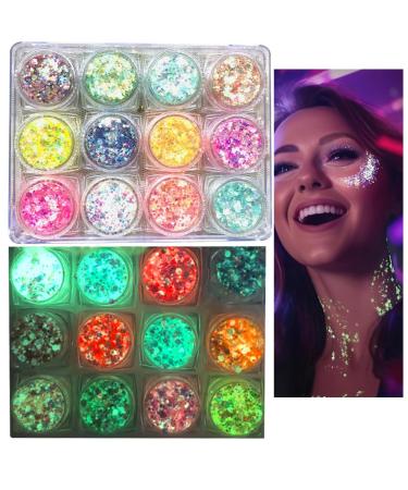 Generisch Glitter makeup for face and body glitter gel for the body 12 colors of thick glitter makeup shimmering liquid eyeshadow pretty glitter gel for the