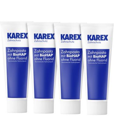 KAREX KAREX Toothpaste - 4 x 75 ml - for healthy white teeth without fluoride - effectively protects against cavities and gum problems with hydroxyapatite