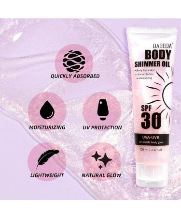  Prreal Sunscreen Shimmering Body Oil SPF 30 100 ml glitter sunscreen with Centella Asiatica extract light Sun Shield Shimmer Non-sticky moisturizing oil pink - Buy Online on GoSupps.com