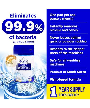 Betterthanbefore Washing Machine Cleaner Pods Odor Removal & Deep Cleaning Formula - 1 Year Supply (12 Pods) - Buy Online on GoSupps.com