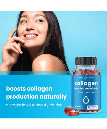 NutraChamps Collagen Boosting Gummies, Collagen Booster Gummy for Natural Collagen Production, Vegan Pectin Supplements Chews for Women & Men, 60 Peach Vitamins Gummies 60 Count (Pack of 1) - Buy Online on GoSupps.com