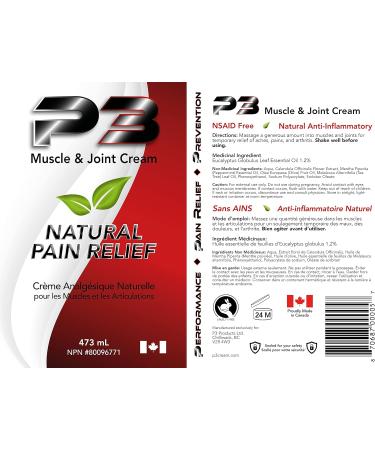 473mL P3 Muscle & Joint Cream - Sustainably sourced safe for all ages fresh scented muscle pain relief cream. alcohol and methyl salicylate free - Buy Online on GoSupps.com