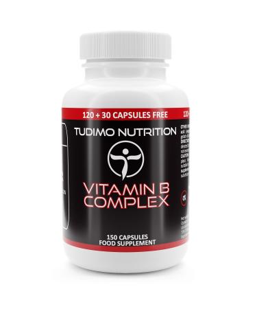 Vitamin B Complex - 150 Vegan Capsules (5 months) - Vitamin B Complex - Vit B1, B2, B3, B5, B6, B9, B12, D Biotin Choline, In