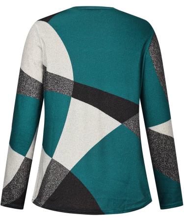 Iuhan Women's Geometric Color Block Crewneck Sweatshirt - Green - 3X-Large - Buy Online on GoSupps.com