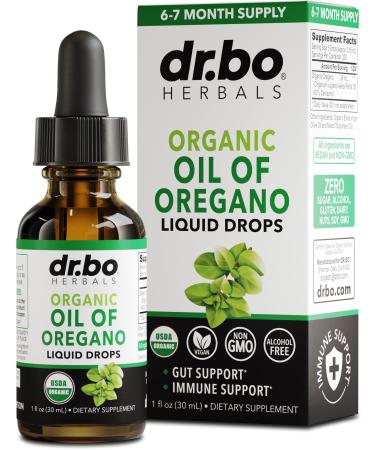Oregano Oil Organic Liquid Drops - 6 Month Supply Organic Oil of Oregano Drops Liquid Tincture Extract Cleanse Detox Immune Support Digestive Gut Health - Pure Vegan Non-GMO Herbal Tincture 1 oz