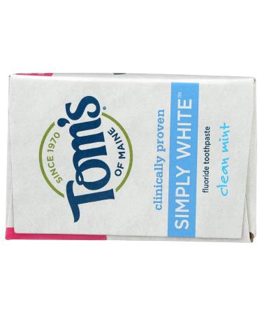 Tom's of Maine Simply White Natural Toothpaste - Whitening Clean Mint 4.7oz | Natural Oral Care for Healthy Smiles - Buy Online on GoSupps.com