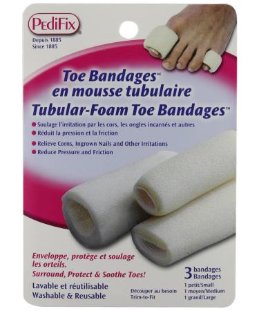 Pedifix (a) Tubular-Foam Toe Bandage Pk/3 (1 Ea S M L)
