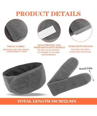 Sibba 3 Pack Spa Headband Adjustable Headband for Face Wash Makeup Beauty Facial Loop Yoga Headband Self-Adhesive Towel (Grey) - Buy Online on GoSupps.com