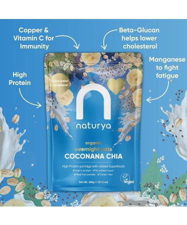 Naturya Organic Coconana Chia Overnight Oats 600g - Gluten-Free Vegan High Protein & Fiber, No Added Sugar - Buy Online on GoSupps.com
