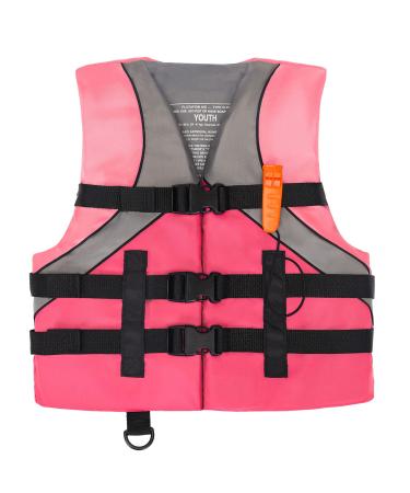 Leader Accessories Youth USCG Approved Life Jacket Vest Boating Vest Pink