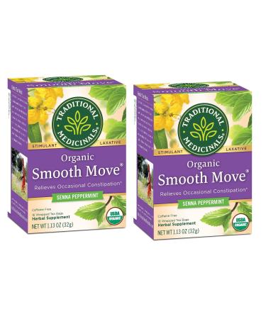 Traditional Medicinals Laxative Teas Organic Smooth Move Peppermint Caffeine Free 16 Wrapped Tea Bags 1.13 oz (32 g)