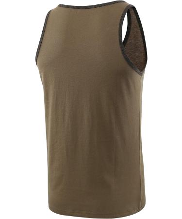 Vetemin Men's Premium Vintage Athletic Tank Top - Army/H. Charcoal, Medium - Buy Online on GoSupps.com