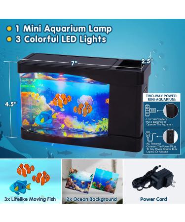 Artificial Fish Tank Virtual Ocean Toy | Mini Desk Aquarium with LED Lights and Moving Fish | Colorful Backgrounds | Kids Gift - Buy Online on GoSupps.com