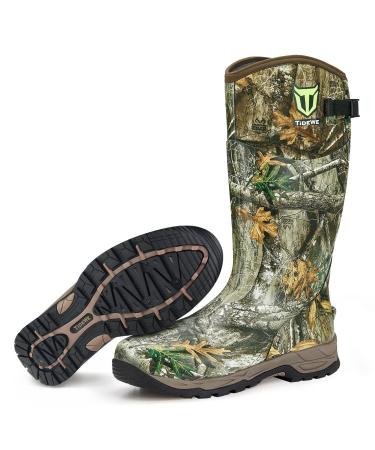 TIDEWE Rubber Hunting Boots Waterproof Insulated Realtree Camo Warm Rubber Boots with 6mm Neoprene Durable Outdoor Hunting Boots for Men (Size 5-14) Realtree Edge Camo 10