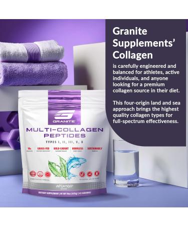 Granite Supplements Collagen Peptides Powder - Hair Skin and Nails Vitamins with Type I II III V X Hydrolyzed Collagen Peptides for Nail Growth Bone Mobility & Joint Support (16oz) - Buy Online on GoSupps.com