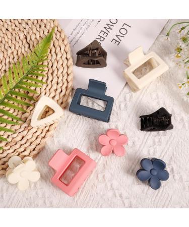 Heyu-Lotus 9 PCs Hair Claw Clips Set - Small Matte Nonslip Clips for Women and Girls - Square, Flower, Triangular Shapes - Ideal for Thick, Fine, Medium Hair - 2 Inch - Mixed 2 - Buy Online on GoSupps.com