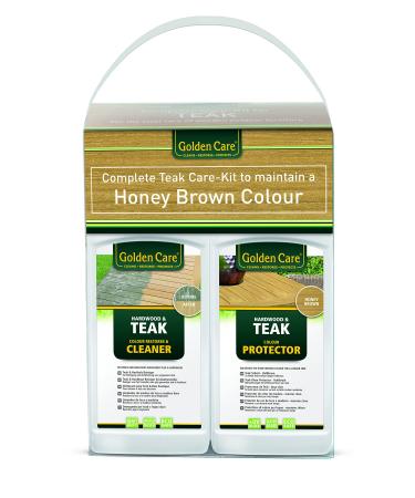 Golden Care Teak Wood care set 8-part (including Cleaner + Protector cleaner for garden furniture / outdoor furniture including accessories) 60006 1 piece (1-pack) wood care set Cleaner + Protector