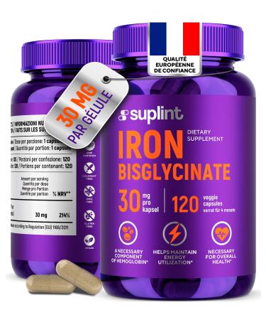 Fer Bisglycinate 30 mg Haute Absorption & Formule Douce 120 G lules V ganes D velopp aux Pays-Bas & Test en Laboratoire de l UE Fer Compl ment Alimentaire Premium (1 Pack)