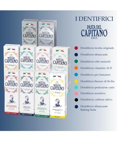Captain's Pasta Pasta del Capitano 1905 Whitening baking powder toothpaste ideal for preserving natural tooth color reduces food stains 100 Made in Italy 75 ml tube - Buy Online on GoSupps.com