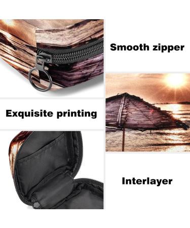 Portable Seaside Landscape Sanitary Napkin Storage Bag | Menstruation Pad & Menstrual Cup Pocket with Zipper for Teen Girls & Women - Buy Online on GoSupps.com