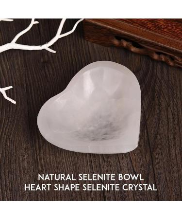 Selenite Charging Heart Bowl 10cm - Spiritual Healing Crystal Alter Bowl for Cleansing and Recharging Crystals - Meditation Decoration Gift - Buy Online on GoSupps.com
