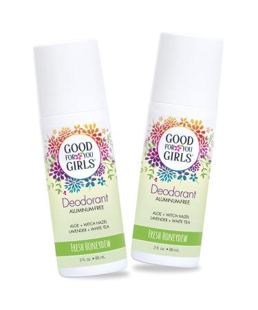 Good for You Girls Aluminum-Free Natural & Vegan Deodorant for Kids Preteens Teens Safe & Effective Odor Protection Clear Roll-On Natural Fragrance | Fresh Honeydew 3 oz (Pack of 2) Fresh Honeydew 3 Fl Oz (Pack of 2)