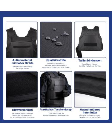 Aleawol Stab Protection Vest with Removable Manganese Steel Plate | Adjustable Unisex Stabbing Body Protection Vest Front & Back Safety Gear - Buy Online on GoSupps.com