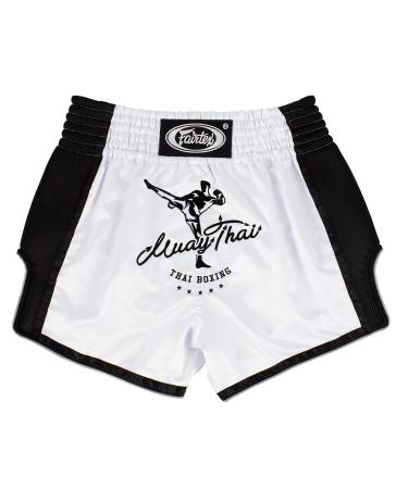 Fairtex Slim Cut Muay Thai Boxing Shorts White Large