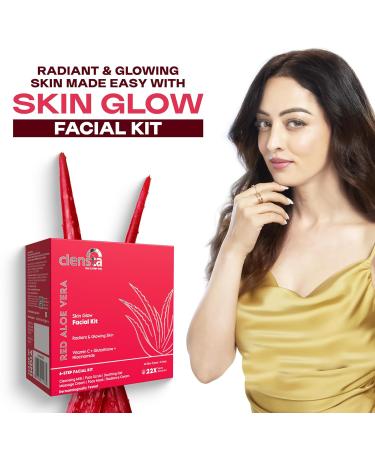 Clensta Red Aloe Vera Facial Kit - 6 Steps for Radiant Skin | Vitamin C & Niacinamide | Reduces Dark Spots | 2.12 Oz/60g | International Shipping Available - Buy Online on GoSupps.com