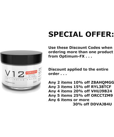 V12 Men's Anti-Aging Cream UK Made With Natural and Organic Ingredients - Paraben and Cruelty FREE - 50ml - Buy Online on GoSupps.com