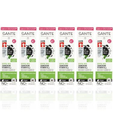 SANTE Toothpaste Vitamin B12 - Organic Vegan Fluoride Toothpaste Sage & Lemon Flavor 6 x 75 ml | Natural Cosmetics for Healthy Smile - Buy Online on GoSupps.com