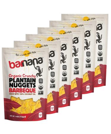 Barnana - Organic Plantain Nuggets, BBQ, Smoky Flavor, Healthy Treat For The Whole Family, Made With Coconut Oil, Savory Plantain Snack, Paleo, Gluten-Free, Vegan, USDA Organic (4 oz, 6-Pack)