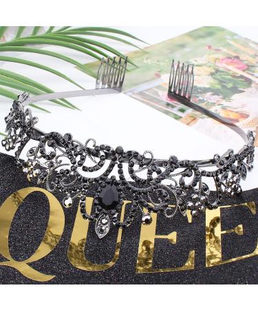 Didder Birthday Crown Crystal Tiara & Queen Sash Set - Black - Buy Online on GoSupps.com