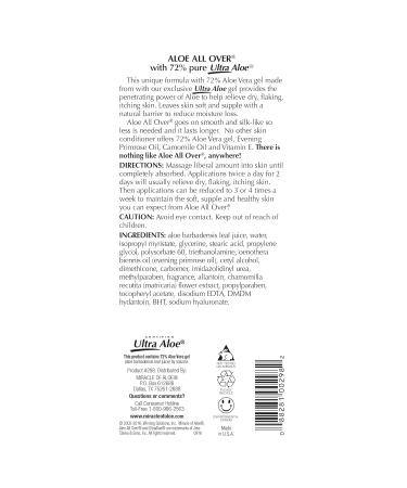 Miracle of Aloe Aloe All Over Super Moisturizing Dry Skin Lotion 32 oz - Made with 72% UltraAloe Aloe Vera Gel. Safe for Everyone: Men Women Kids. Restores Dry Skin Fast 32 Fl Oz (Pack of 1) - Buy Online on GoSupps.com