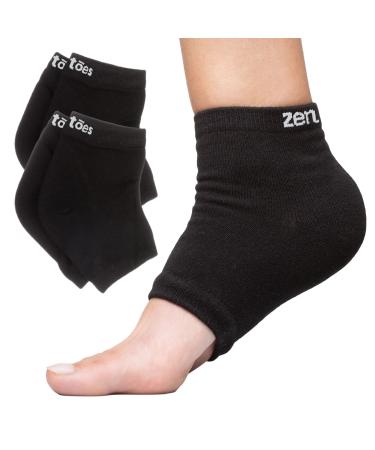 ZenToes Moisturizing Heel Socks 2 Pairs Gel Lined Toeless Spa Socks to Heal and Treat Dry, Cracked Heels While You Sleep (Regular, Black) - Buy Online on GoSupps.com